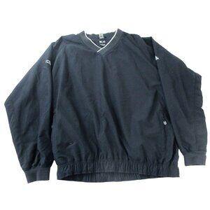adidas Climashell Windbreaker Jacket Mens XL Black V Neck Elastic Hem Pullover